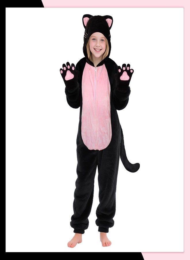 digi Cat Costume for Girls, Halloween Costumes for Kids, Black Onesie Pajamas Animal One Piece Costume Cosplay 4-12T - Image 2